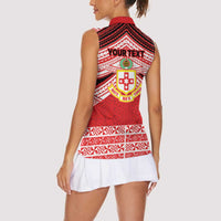 Personalised Kolisi Tonga College Atele Women Sleeveless Polo Shirt Polynesian Ngatu Tribal LT9 - Polynesian Pride