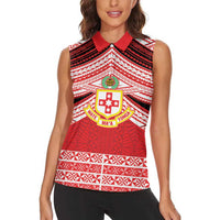 Personalised Kolisi Tonga College Atele Women Sleeveless Polo Shirt Polynesian Ngatu Tribal LT9 - Polynesian Pride