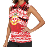 Personalised Kolisi Tonga College Atele Women Sleeveless Polo Shirt Polynesian Ngatu Tribal LT9 - Polynesian Pride