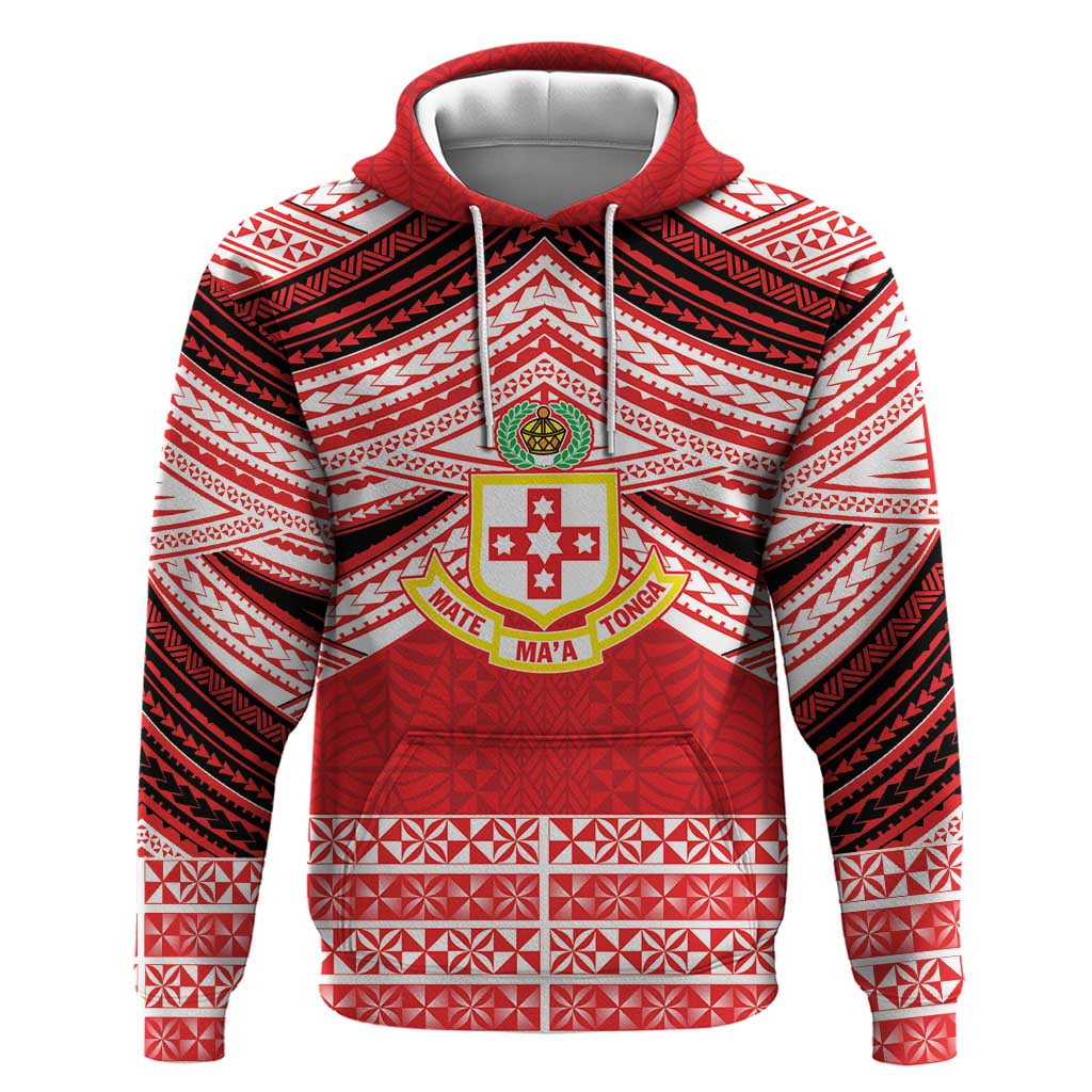Personalised Kolisi Tonga College Atele Zip Hoodie Polynesian Ngatu Tribal