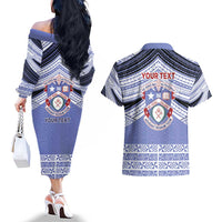 Personalised Tonga Apifoou College Couples Matching Off The Shoulder Long Sleeve Dress and Hawaiian Shirt Polynesian Ngatu Tribal
