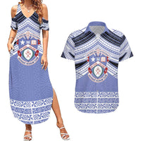 Personalised Tonga Apifoou College Couples Matching Summer Maxi Dress and Hawaiian Shirt Polynesian Ngatu Tribal