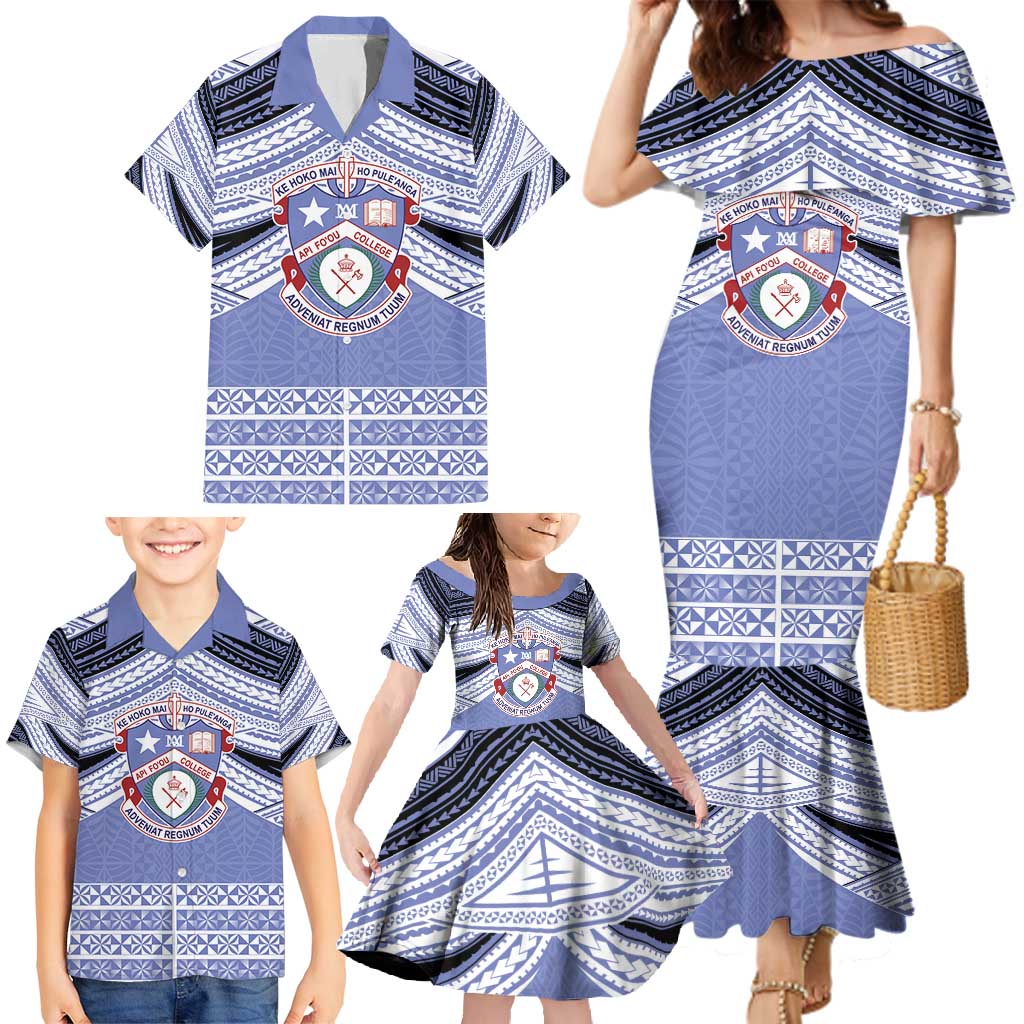 Personalised Tonga Apifoou College Family Matching Mermaid Dress and Hawaiian Shirt Polynesian Ngatu Tribal LT9 - Polynesian Pride