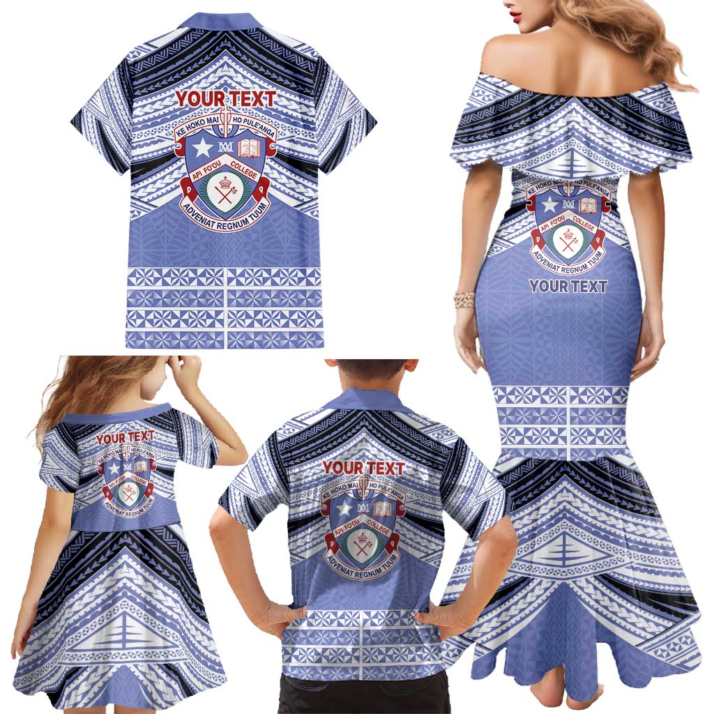 Personalised Tonga Apifoou College Family Matching Mermaid Dress and Hawaiian Shirt Polynesian Ngatu Tribal LT9 - Polynesian Pride