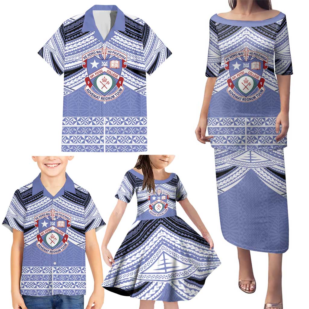 Personalised Tonga Apifoou College Family Matching Puletasi and Hawaiian Shirt Polynesian Ngatu Tribal LT9 - Polynesian Pride