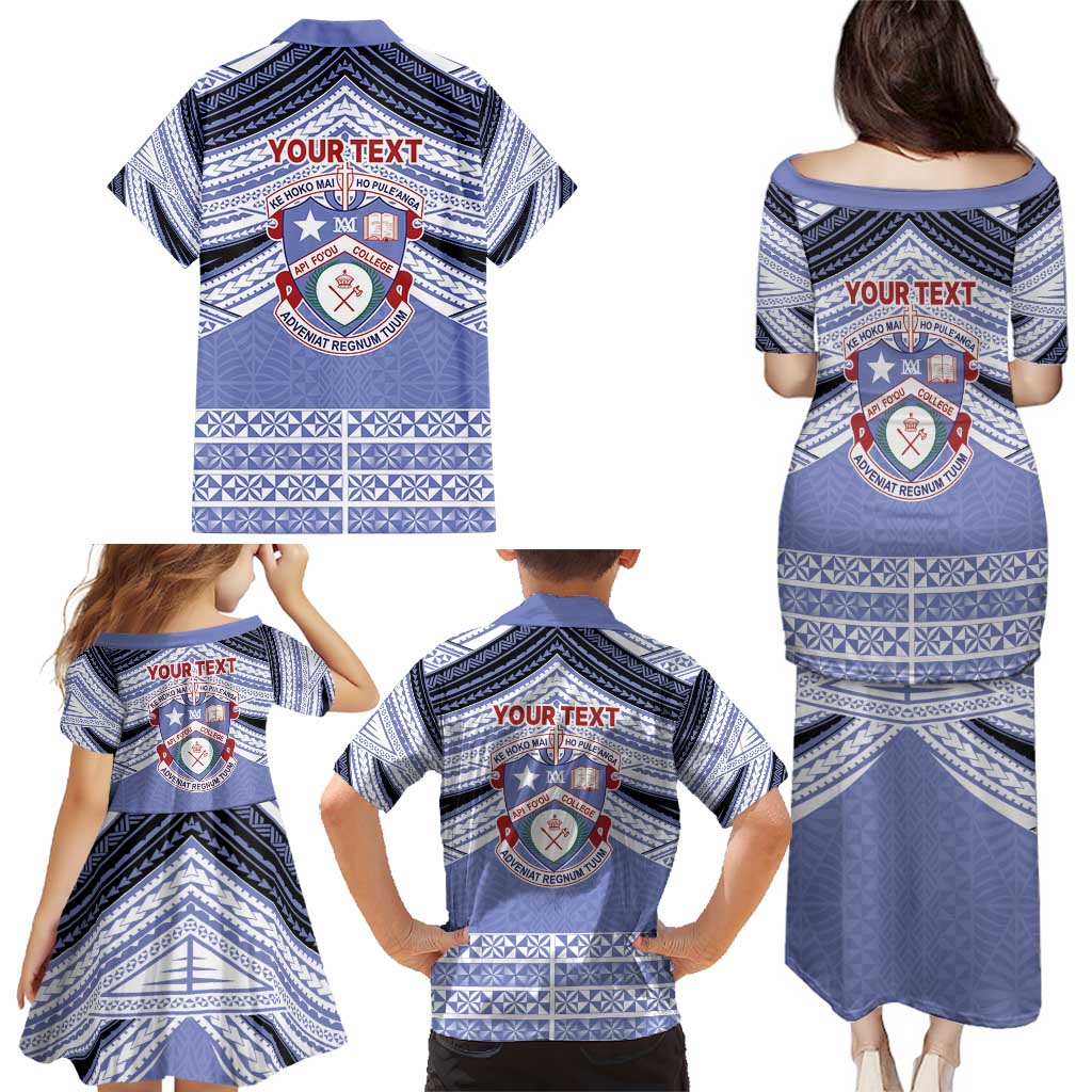 Personalised Tonga Apifoou College Family Matching Puletasi and Hawaiian Shirt Polynesian Ngatu Tribal LT9 - Polynesian Pride