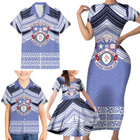 Personalised Tonga Apifoou College Family Matching Short Sleeve Bodycon Dress and Hawaiian Shirt Polynesian Ngatu Tribal