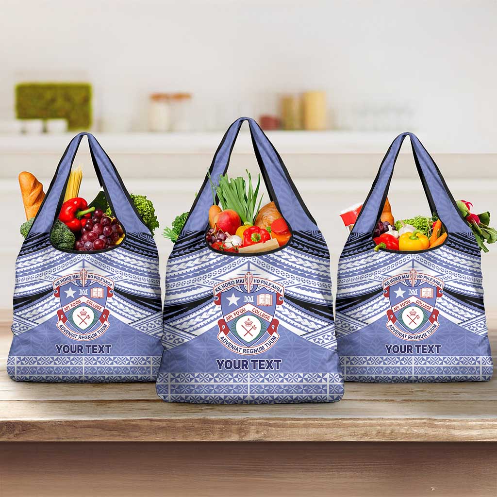 Personalised Tonga Apifoou College Grocery Bag Polynesian Ngatu Tribal