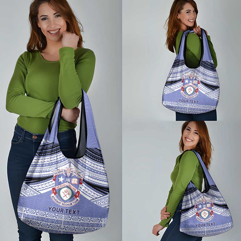 Personalised Tonga Apifoou College Grocery Bag Polynesian Ngatu Tribal