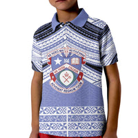 Personalised Tonga Apifoou College Kid Polo Shirt Polynesian Ngatu Tribal LT9 Kid Blue - Polynesian Pride