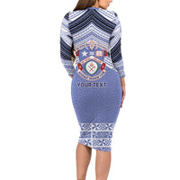 Personalised Tonga Apifoou College Long Sleeve Bodycon Dress Polynesian Ngatu Tribal