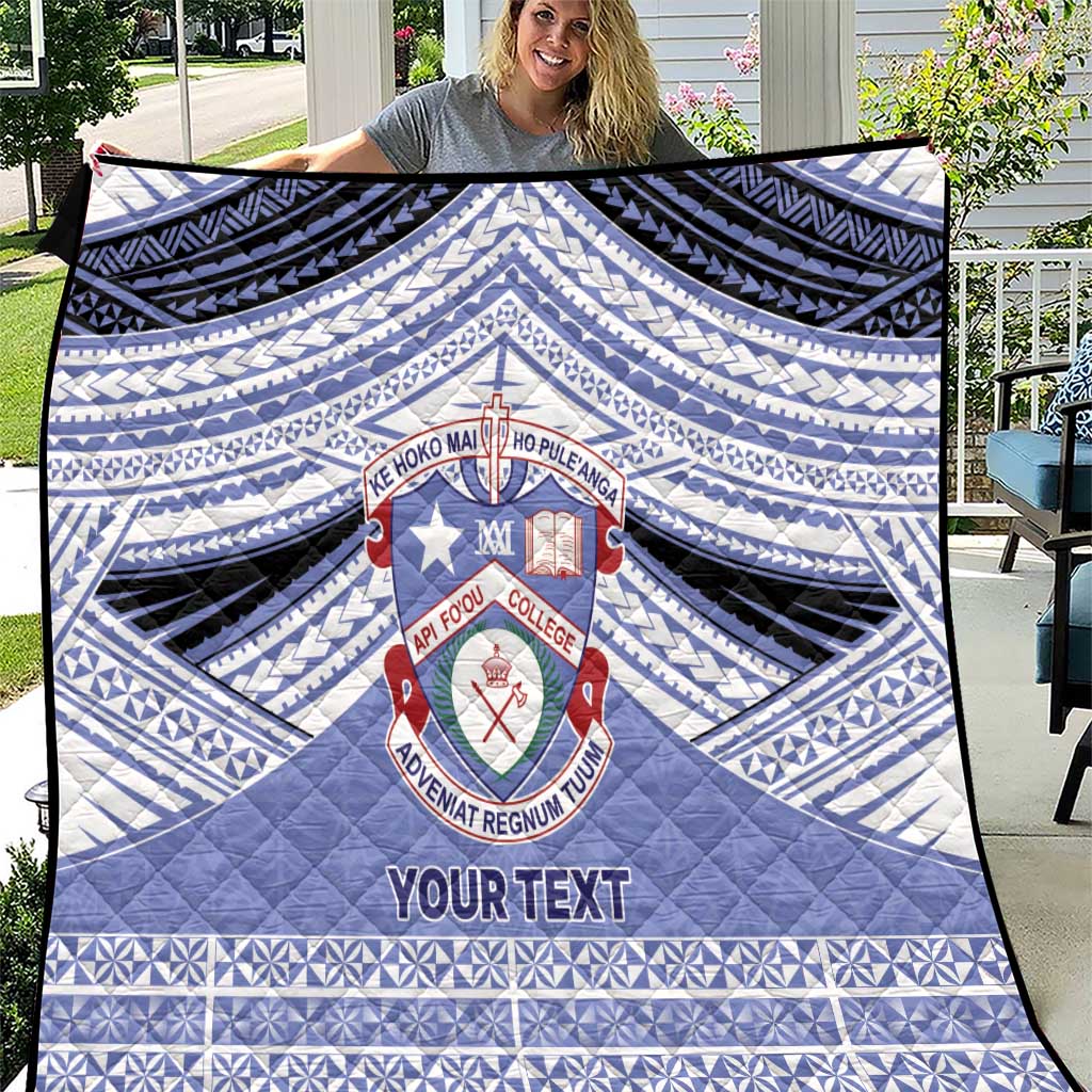 Personalised Tonga Apifoou College Quilt Polynesian Ngatu Tribal LT9 Blue - Polynesian Pride