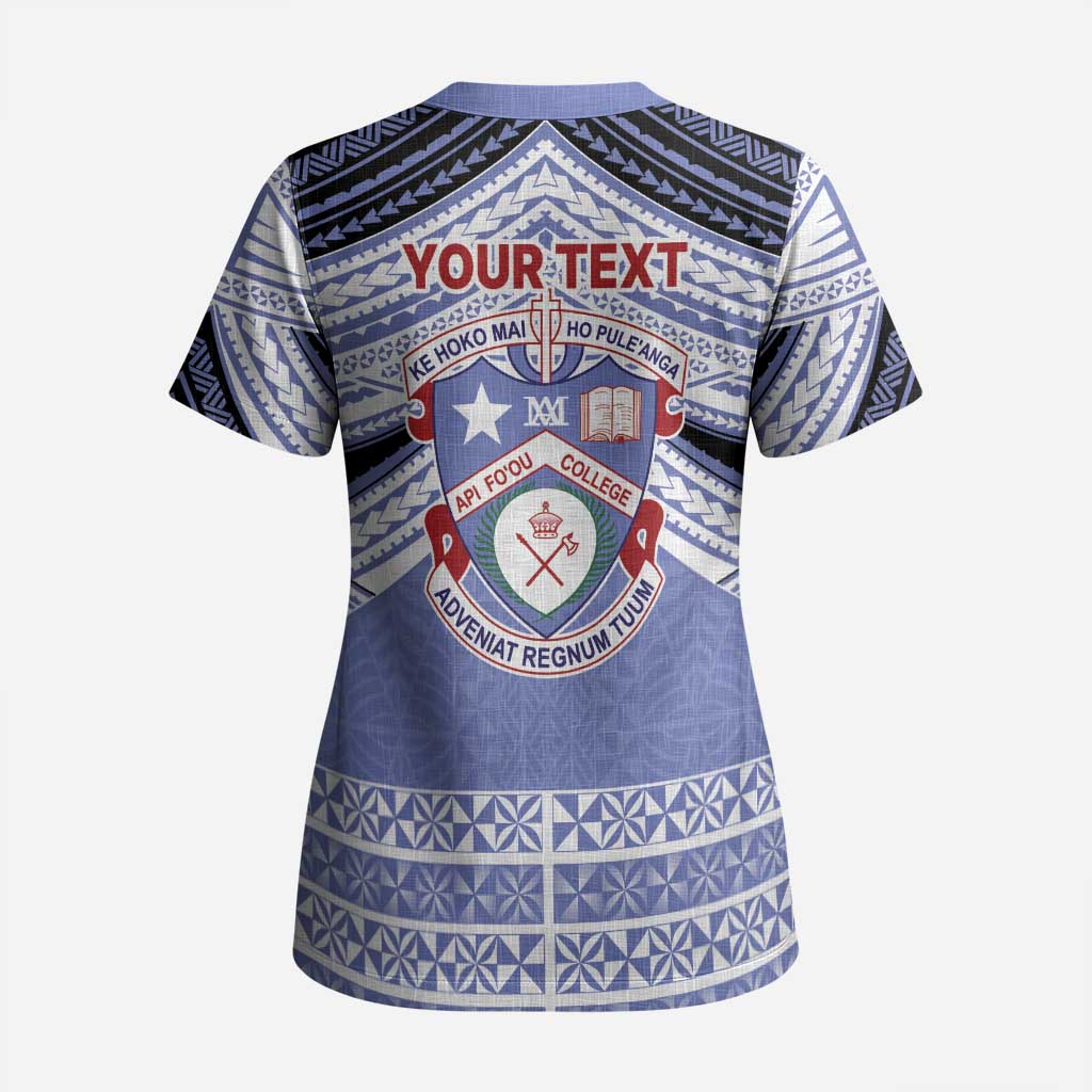 Personalised Tonga Apifoou College Scrub Top Polynesian Ngatu Tribal LT9 - Polynesian Pride
