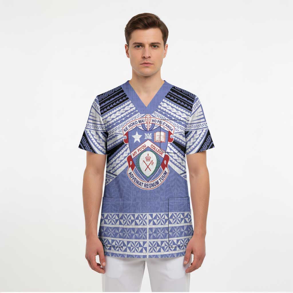 Personalised Tonga Apifoou College Scrub Top Polynesian Ngatu Tribal LT9 - Polynesian Pride