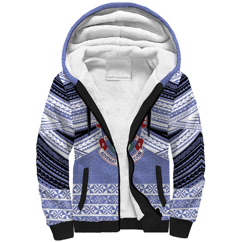 Personalised Tonga Apifoou College Sherpa Hoodie Polynesian Ngatu Tribal