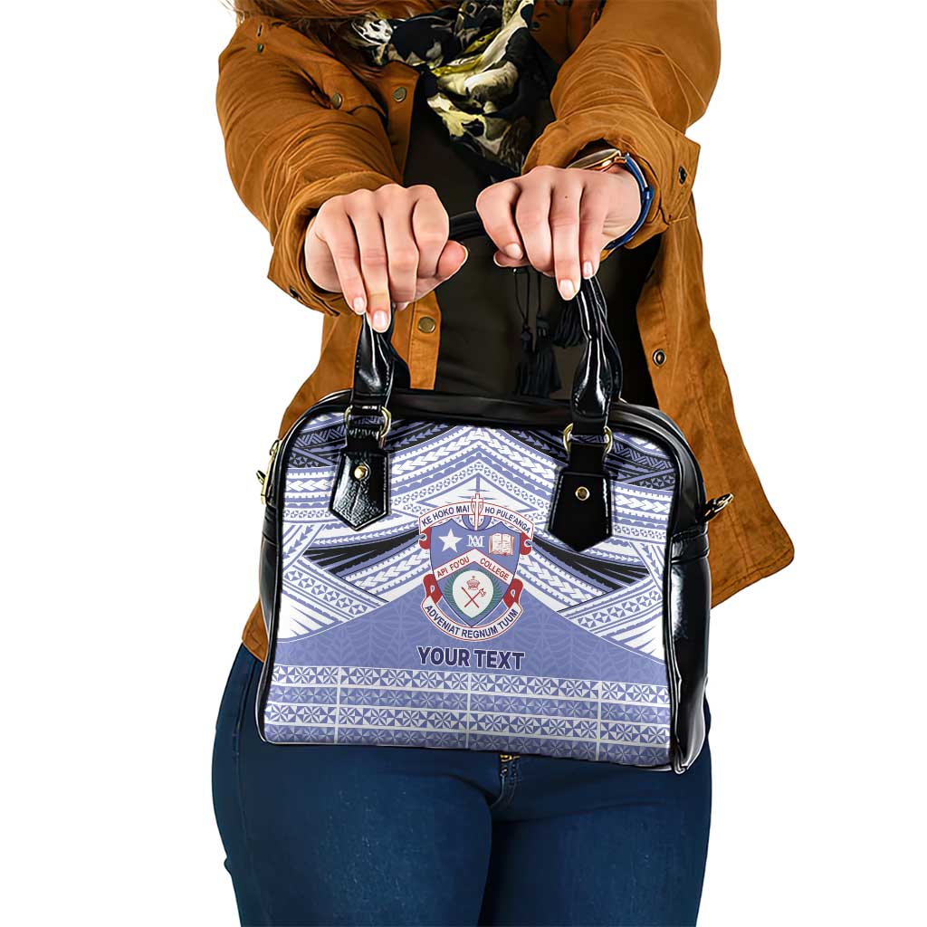 Personalised Tonga Apifoou College Shoulder Handbag Polynesian Ngatu Tribal