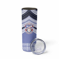 Personalised Tonga Apifoou College Skinny Tumbler Polynesian Ngatu Tribal LT9 - Polynesian Pride