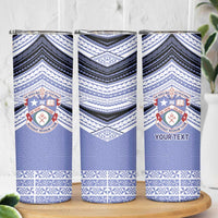 Personalised Tonga Apifoou College Skinny Tumbler Polynesian Ngatu Tribal LT9 - Polynesian Pride