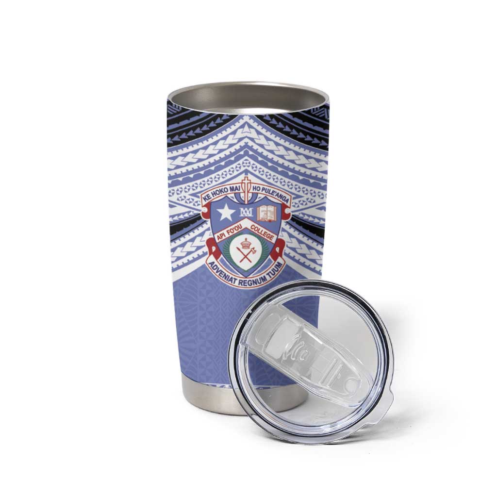Personalised Tonga Apifoou College Tumbler Cup Polynesian Ngatu Tribal