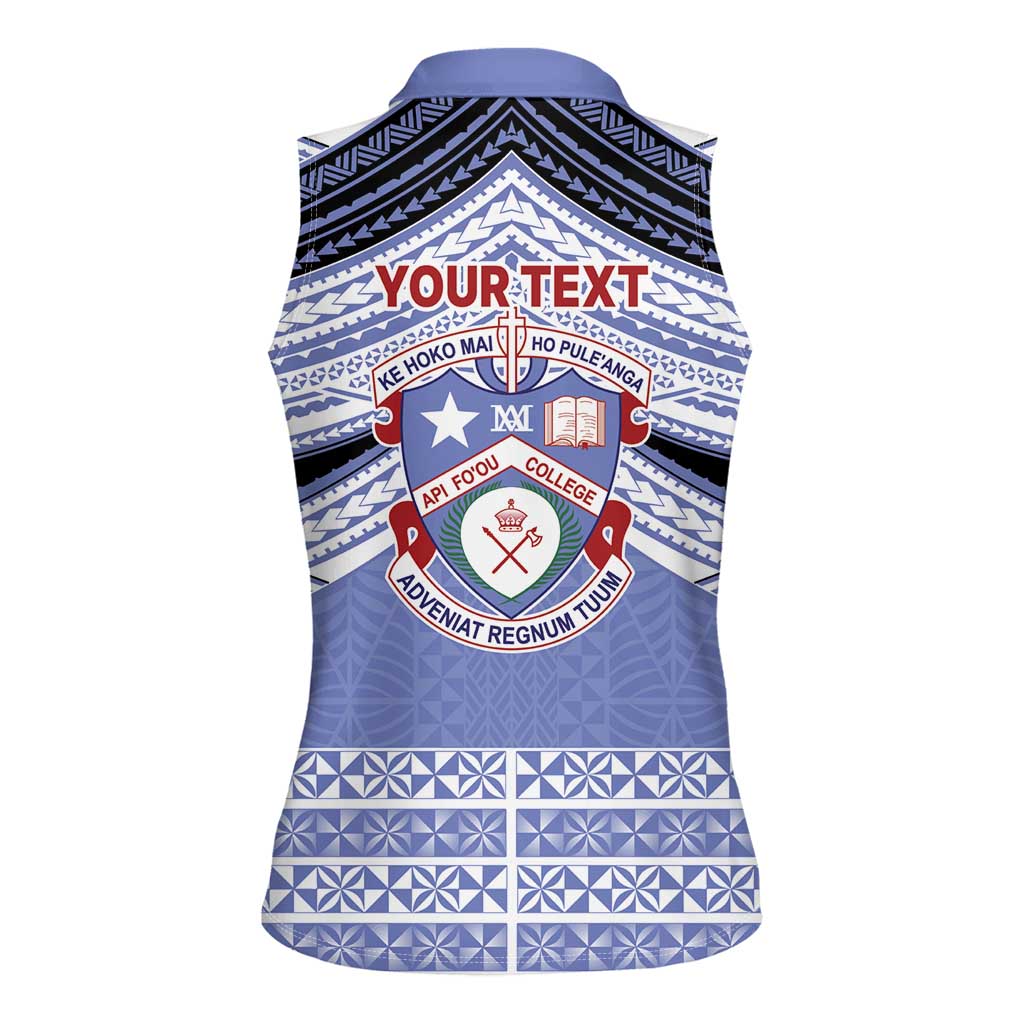 Personalised Tonga Apifoou College Women Sleeveless Polo Shirt Polynesian Ngatu Tribal LT9 - Polynesian Pride