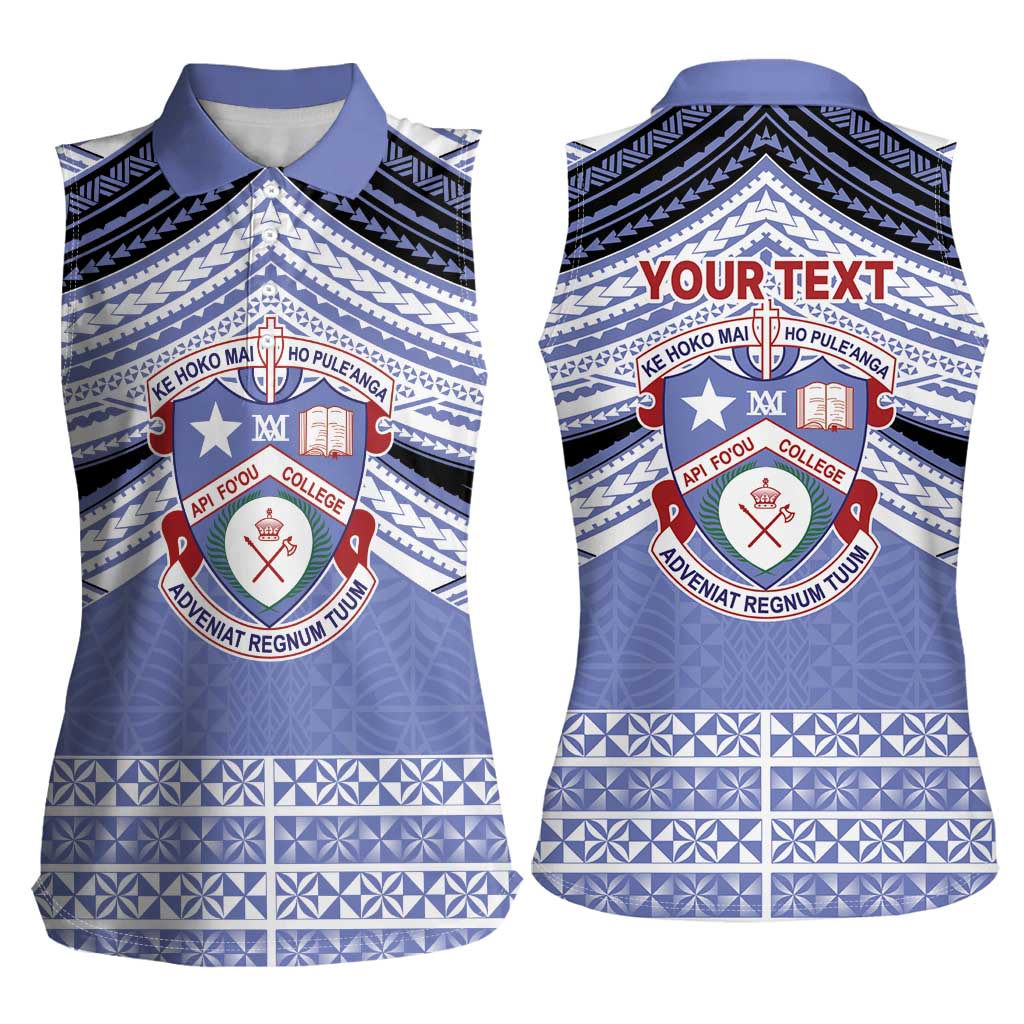 Personalised Tonga Apifoou College Women Sleeveless Polo Shirt Polynesian Ngatu Tribal LT9 - Polynesian Pride
