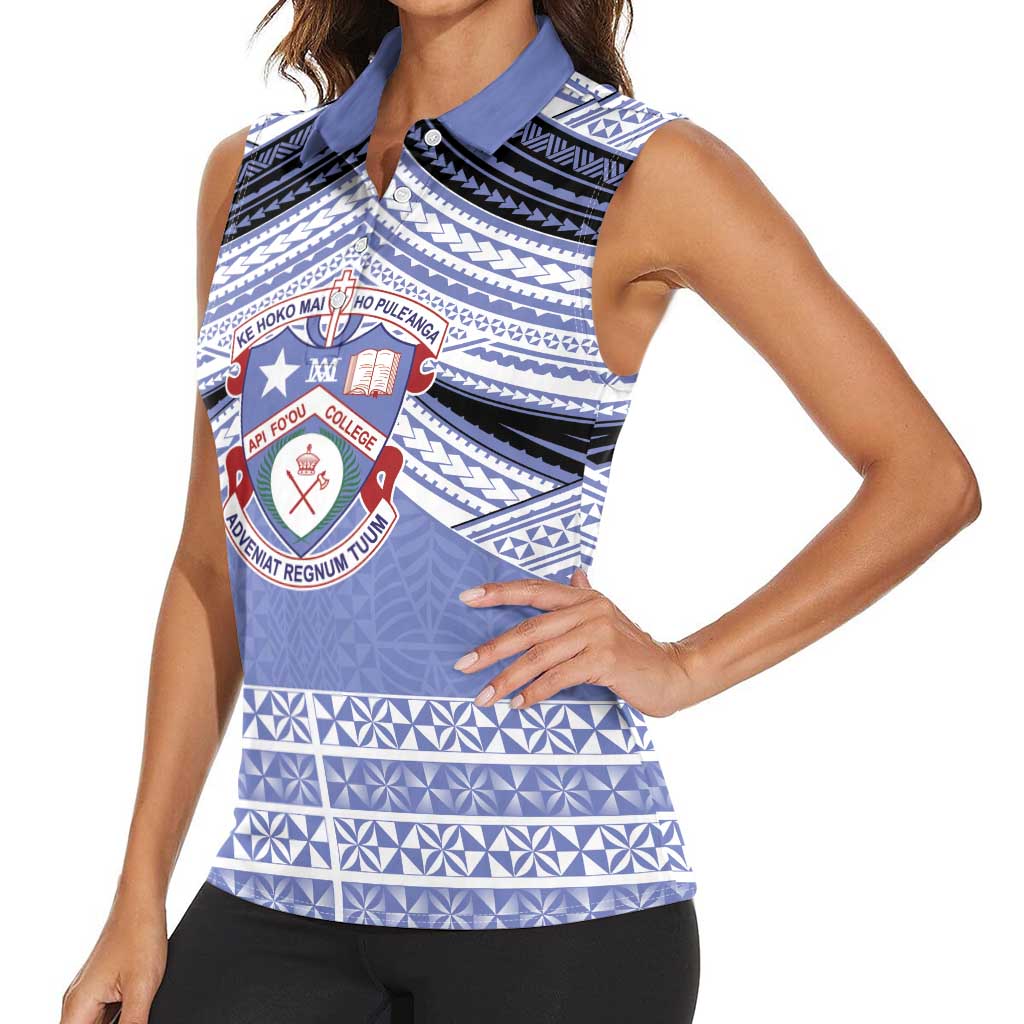 Personalised Tonga Apifoou College Women Sleeveless Polo Shirt Polynesian Ngatu Tribal LT9 - Polynesian Pride