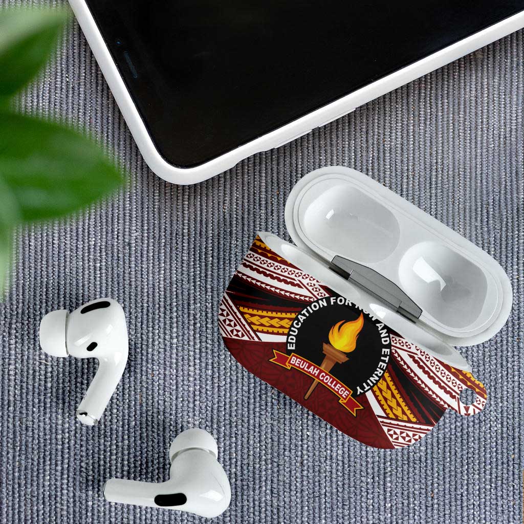 Personalised Tonga Beulah College AirPods Case Polynesian Ngatu Tribal - Polynesian Pride
