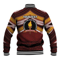 Personalised Tonga Beulah College Baseball Jacket Polynesian Ngatu Tribal