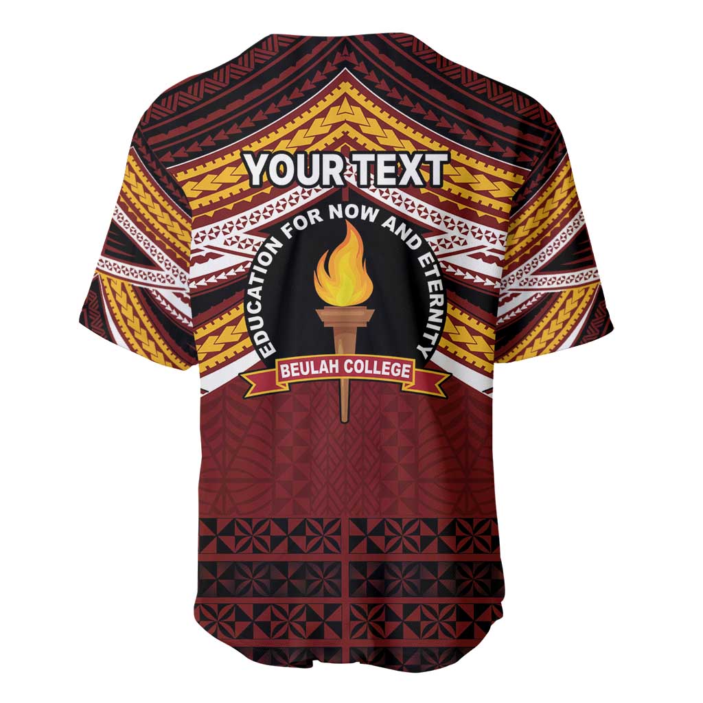Personalised Tonga Beulah College Baseball Jersey Polynesian Ngatu Tribal