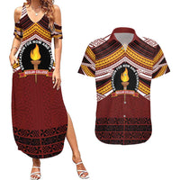 Personalised Tonga Beulah College Couples Matching Summer Maxi Dress and Hawaiian Shirt Polynesian Ngatu Tribal