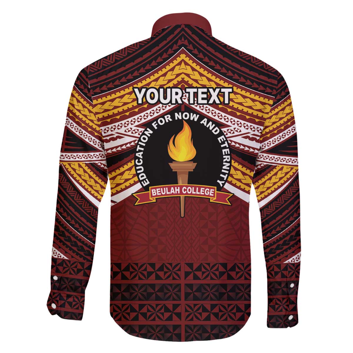 Personalised Tonga Beulah College Family Matching Off The Shoulder Long Sleeve Dress and Hawaiian Shirt Polynesian Ngatu Tribal