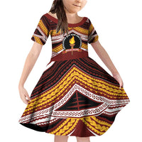 Personalised Tonga Beulah College Family Matching Off Shoulder Short Dress and Hawaiian Shirt Polynesian Ngatu Tribal LT9 Daughter's Dress Red - Polynesian Pride