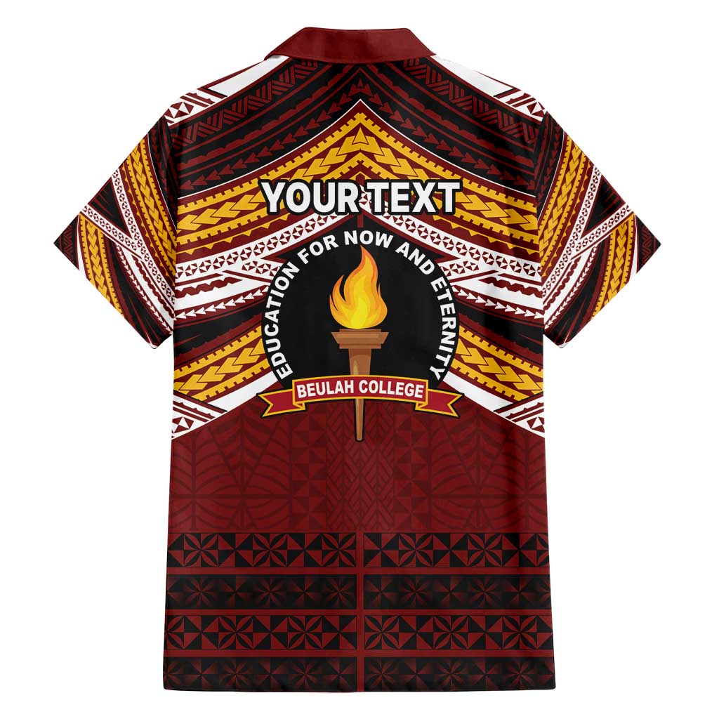 Personalised Tonga Beulah College Family Matching Off Shoulder Short Dress and Hawaiian Shirt Polynesian Ngatu Tribal LT9 - Polynesian Pride