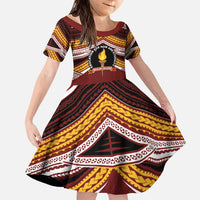 Personalised Tonga Beulah College Family Matching Puletasi and Hawaiian Shirt Polynesian Ngatu Tribal LT9 Daughter's Dress Red - Polynesian Pride