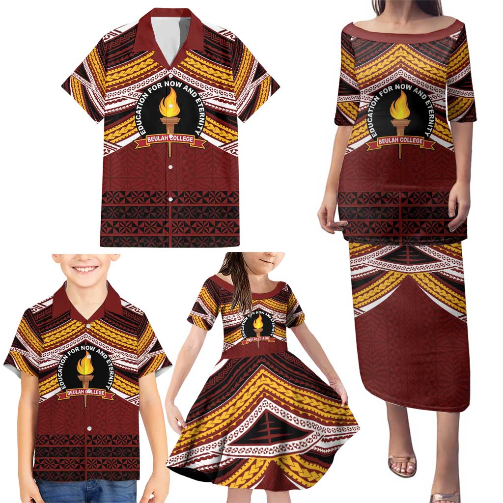 Personalised Tonga Beulah College Family Matching Puletasi and Hawaiian Shirt Polynesian Ngatu Tribal LT9 - Polynesian Pride