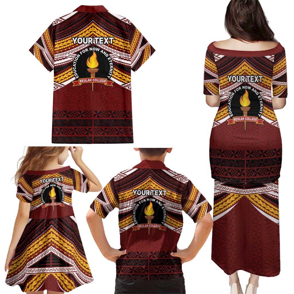 Personalised Tonga Beulah College Family Matching Puletasi and Hawaiian Shirt Polynesian Ngatu Tribal LT9 - Polynesian Pride