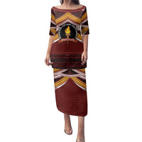 Personalised Tonga Beulah College Family Matching Puletasi and Hawaiian Shirt Polynesian Ngatu Tribal LT9 Mom's Dress Red - Polynesian Pride