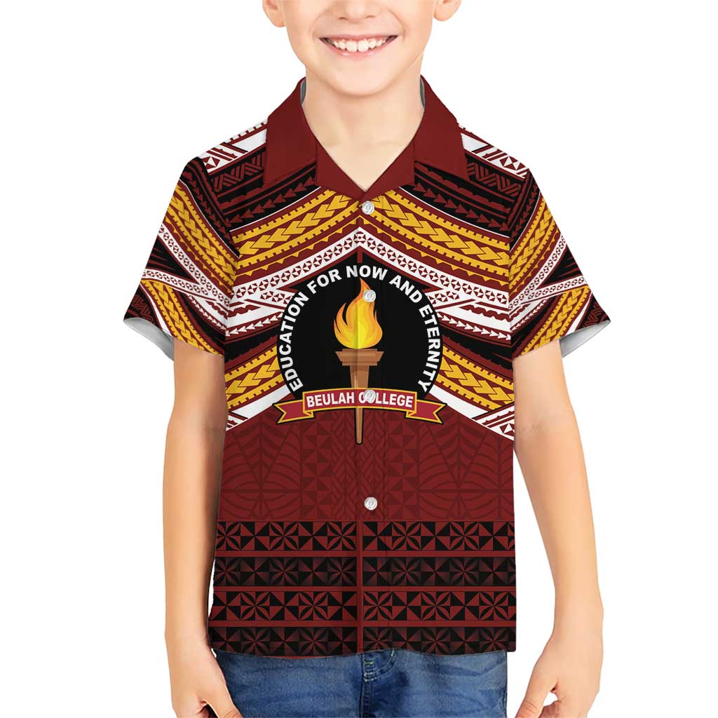 Personalised Tonga Beulah College Family Matching Short Sleeve Bodycon Dress and Hawaiian Shirt Polynesian Ngatu Tribal