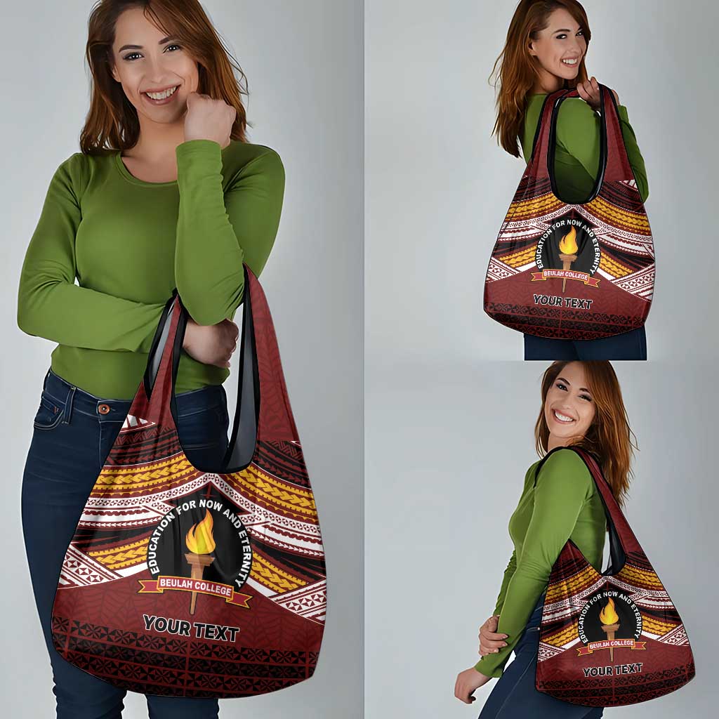 Personalised Tonga Beulah College Grocery Bag Polynesian Ngatu Tribal