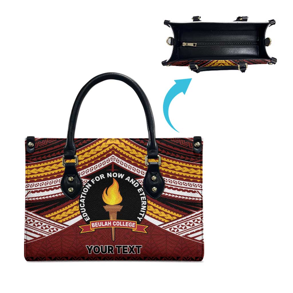 Personalised Tonga Beulah College Leather Bag Polynesian Ngatu Tribal - Polynesian Pride