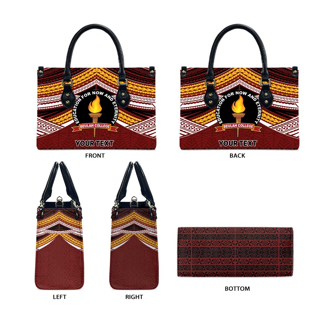 Personalised Tonga Beulah College Leather Bag Polynesian Ngatu Tribal - Polynesian Pride