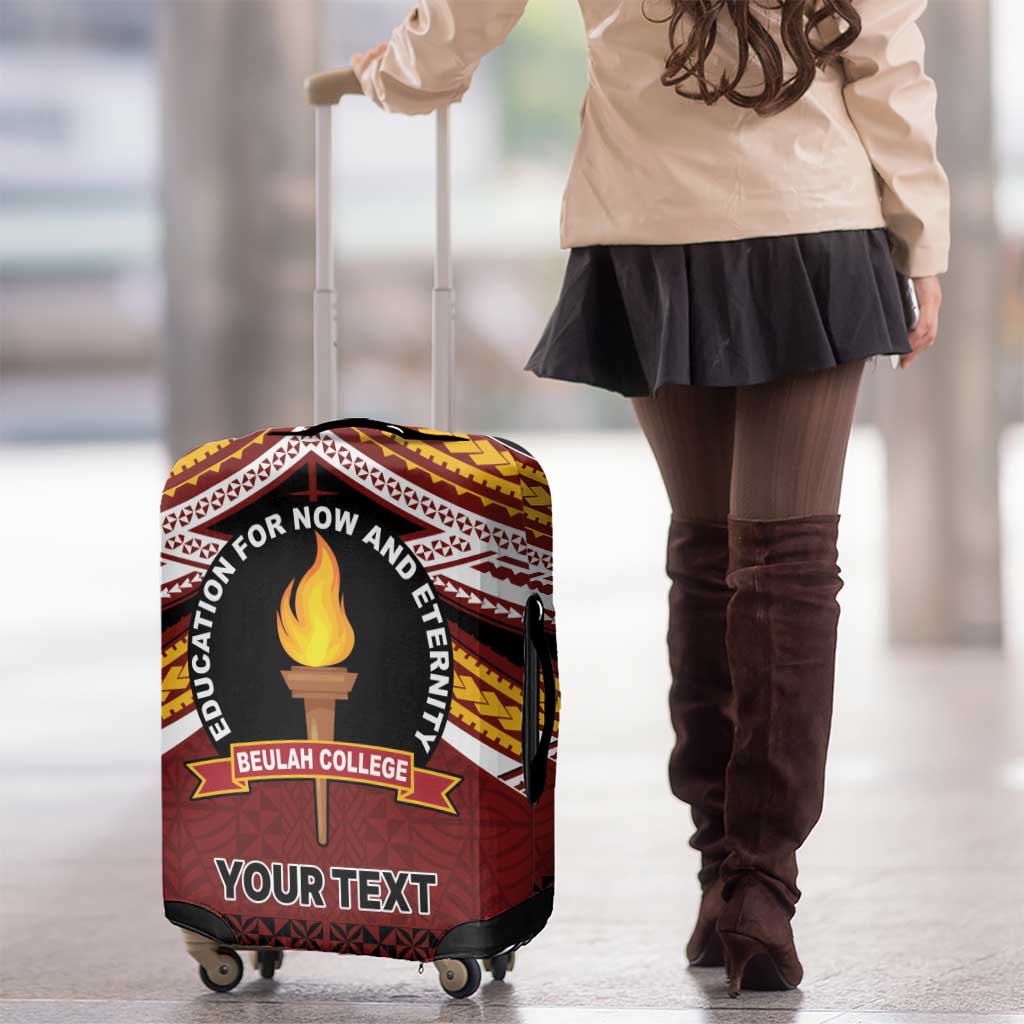 Personalised Tonga Beulah College Luggage Cover Polynesian Ngatu Tribal