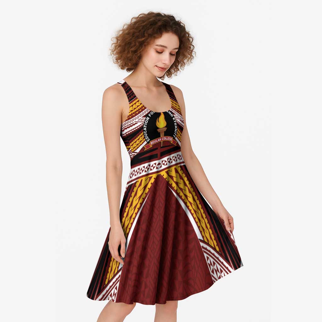 Personalised Tonga Beulah College Midi Dress Polynesian Ngatu Tribal - Polynesian Pride