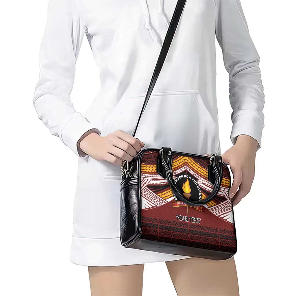 Personalised Tonga Beulah College Shoulder Handbag Polynesian Ngatu Tribal