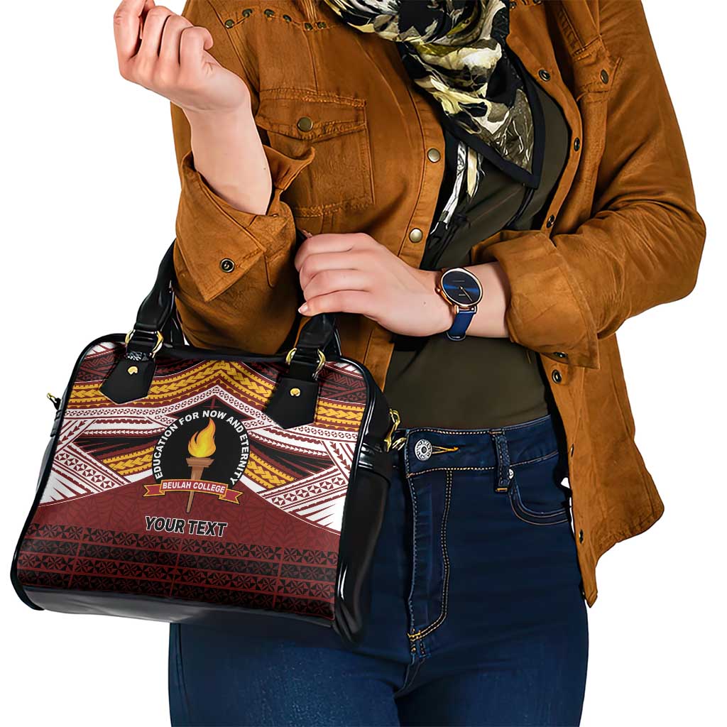 Personalised Tonga Beulah College Shoulder Handbag Polynesian Ngatu Tribal