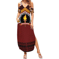 Personalised Tonga Beulah College Summer Maxi Dress Polynesian Ngatu Tribal LT9 Women Red - Polynesian Pride