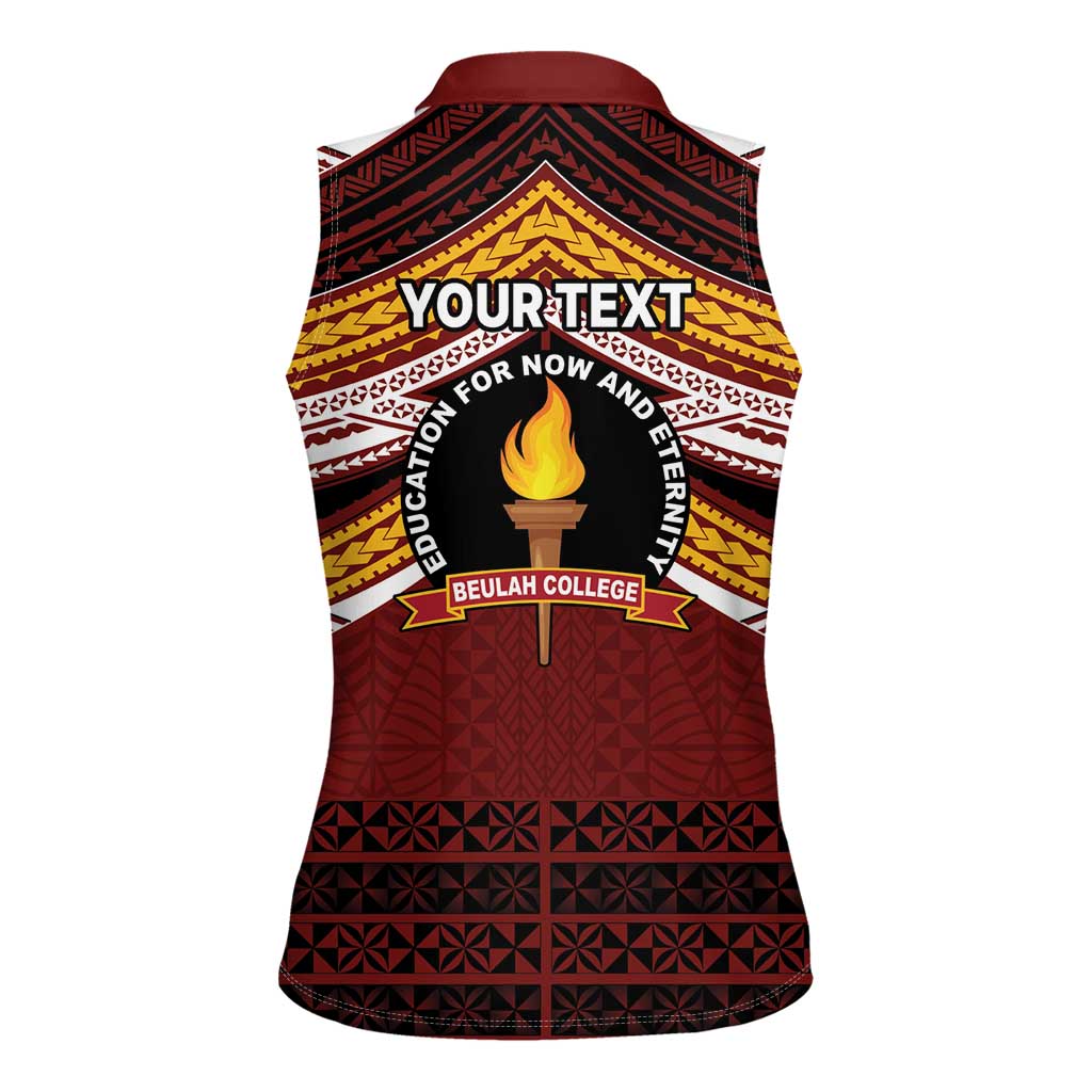 Personalised Tonga Beulah College Women Sleeveless Polo Shirt Polynesian Ngatu Tribal LT9 - Polynesian Pride