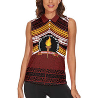 Personalised Tonga Beulah College Women Sleeveless Polo Shirt Polynesian Ngatu Tribal LT9 - Polynesian Pride
