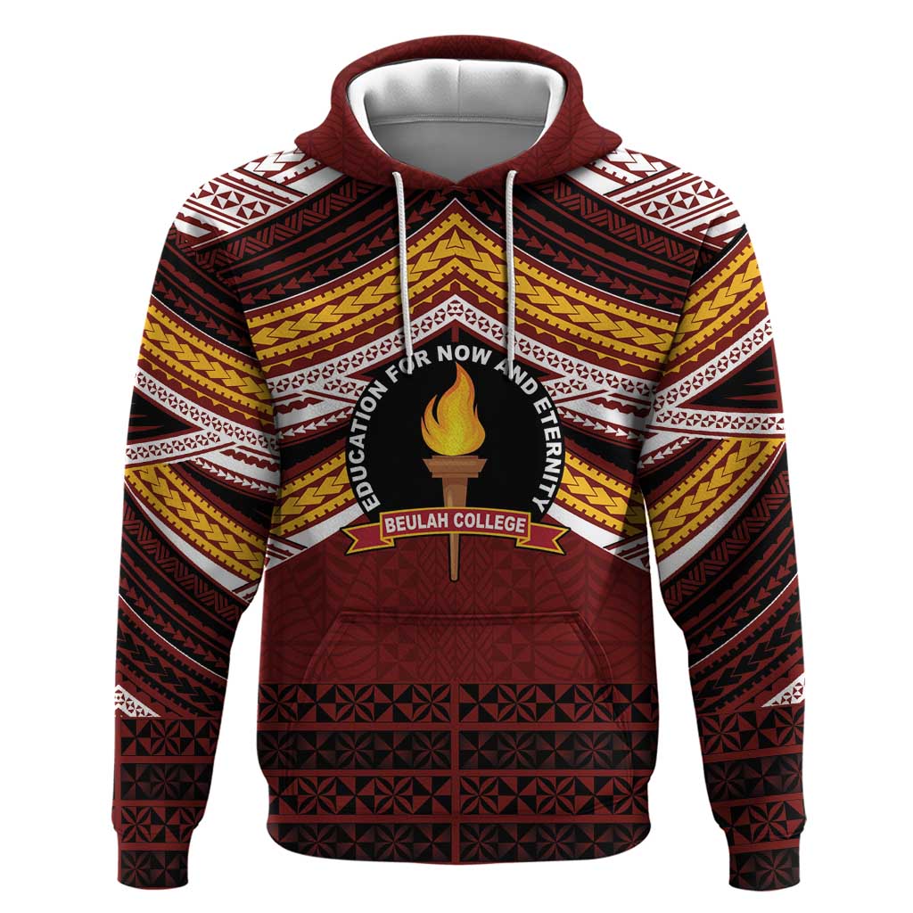 Personalised Tonga Beulah College Zip Hoodie Polynesian Ngatu Tribal