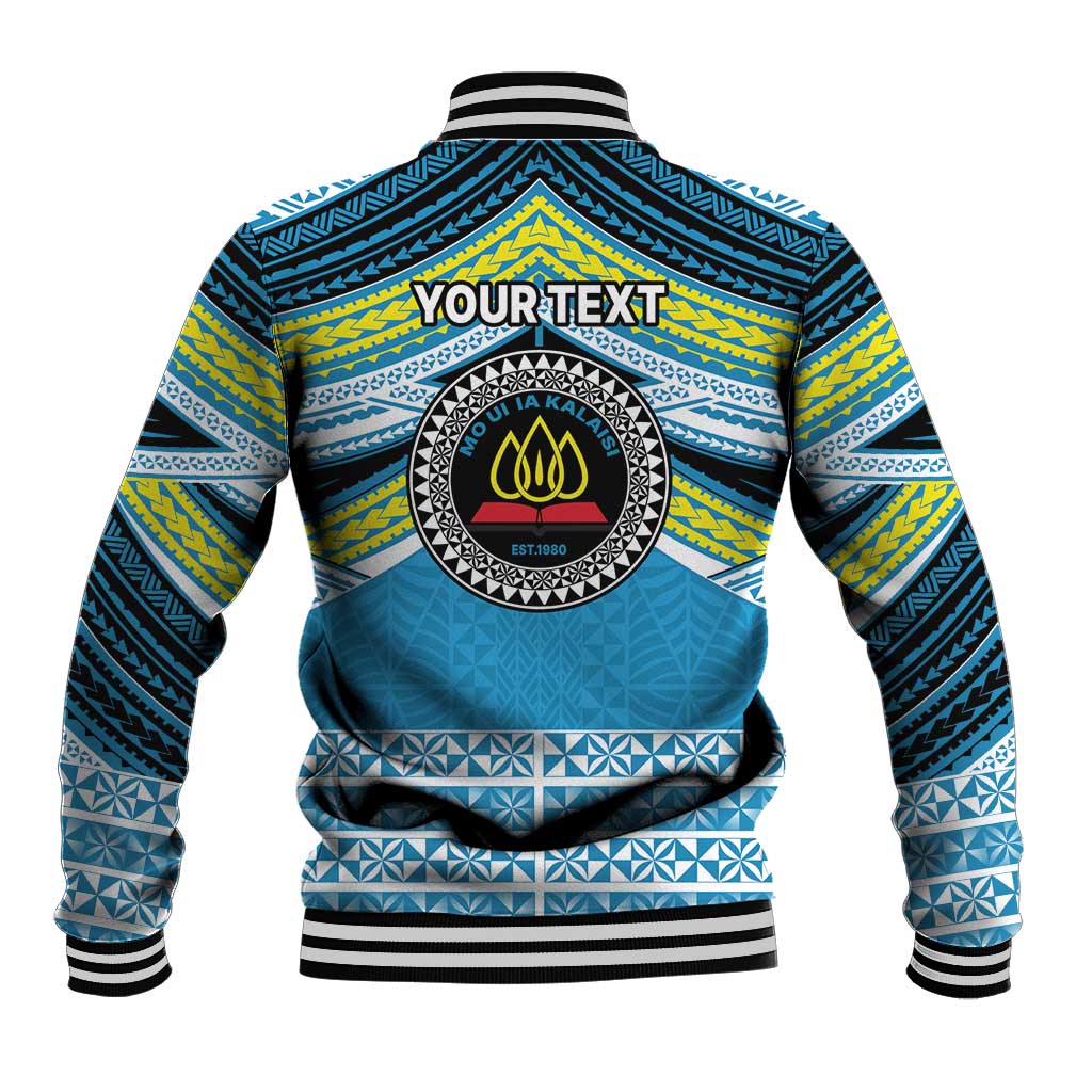 Personalised Tonga Lavengamalie College Baseball Jacket Polynesian Ngatu Tribal
